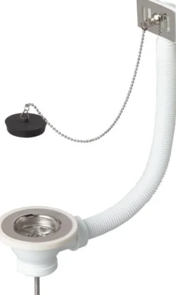 Bonde à bouchon pour évier grès Ø60 mm avec trop plein