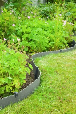 Bordure de jardin décorative ondulée 12m H.13cm gris