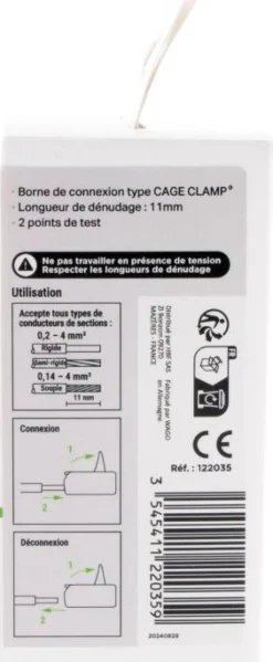 Boîte de 50 bornes 2 entrées série 221 WAGO