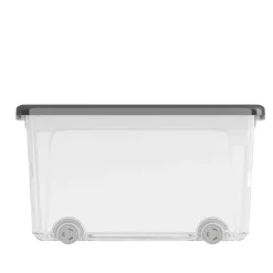 Boîte de rangement avec roulettes et couvercle 50L