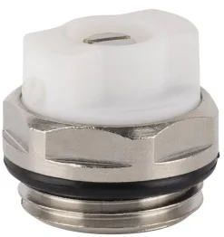 Bouchon purgeur 1/2 à bec orientable nickelé/blanc