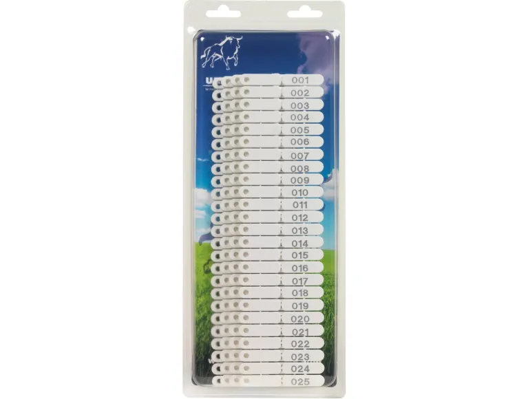 Boucles de marquage pour ovins Ukaltag 1 à 100 blanc