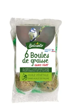 Boule de graisse avec filet pour oiseaux (x6)