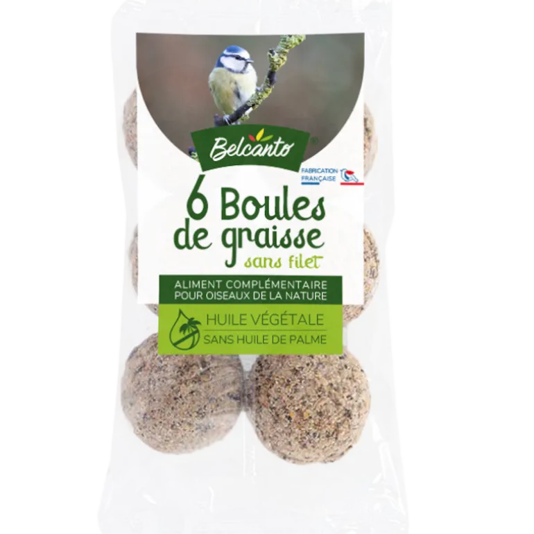 Boule de graisse sans filet pour oiseaux (x6)