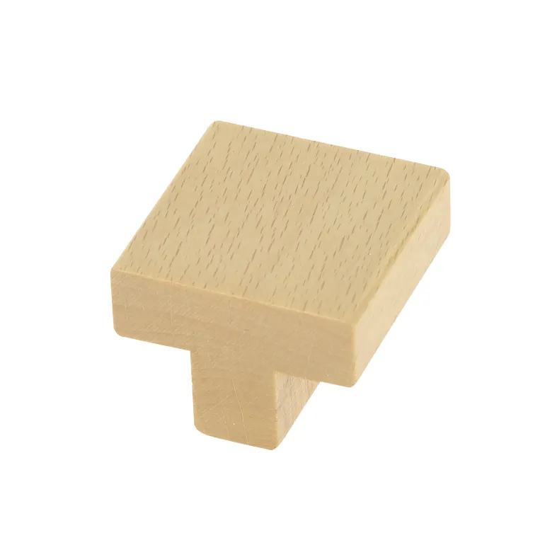 Bouton carré 30 x 30 mm en bois naturel verni