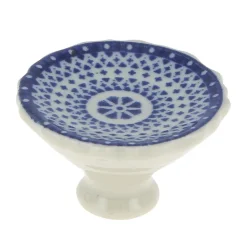 Bouton conique Ø44 mm céramique décor bleu x2