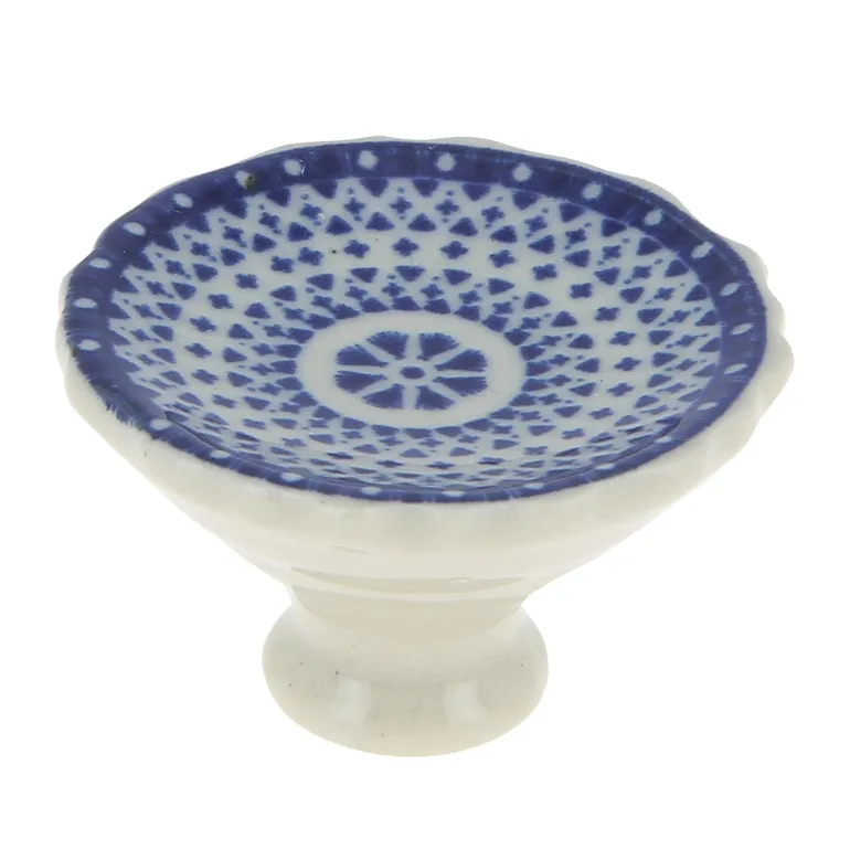 Bouton conique Ø44 mm céramique décor bleu x2