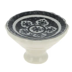 Bouton conique Ø44 mm en céramique décor noir x2