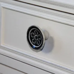 Bouton conique Ø44 mm en céramique décor noir x2