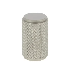 Bouton cylindre industriel Ø18 mm en aluminium nickel mat x2