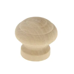 Bouton Ø30 mm en hêtre naturel verni x2