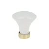 Bouton ovale en céramique blanc/laiton doré x2