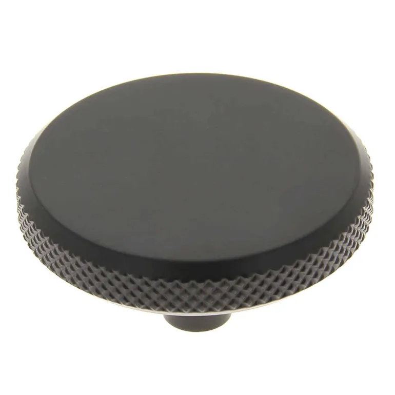 Bouton plat industriel Ø48 mm en fer noir mat x2