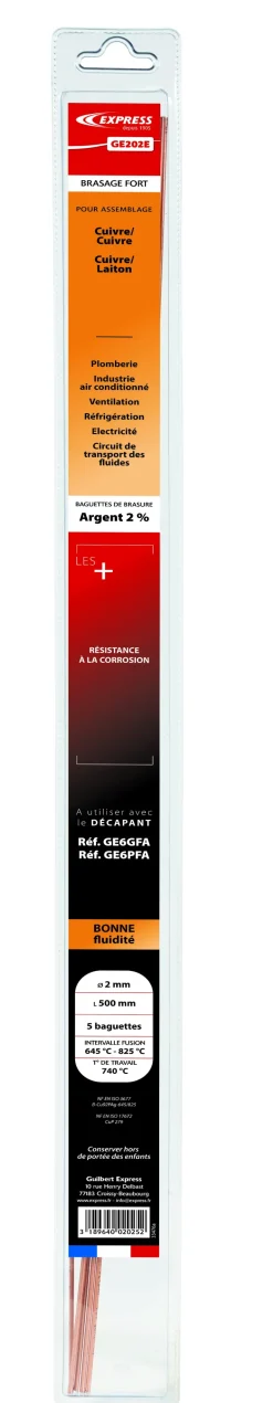 Brasure Argent 2% bonne fluidité Ø2 mm 500 mm (x5)