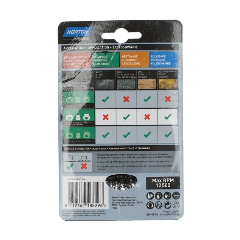 Brosse Ø 75 mm pour meuleuse angle, inox NORTON