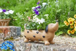 Cache Pot forme Teckel marron