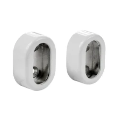 Cache+support extrémité tube penderie oval 30x15mm blanc(x2)