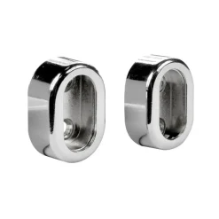 Cache+support extrémité tube penderie oval 30x15mm chrom(x2)