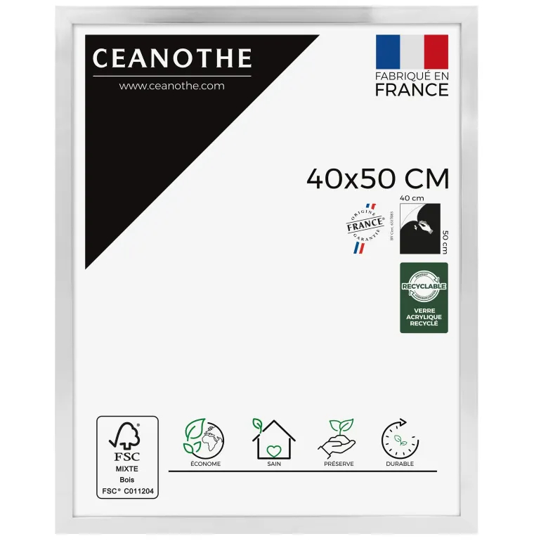 Cadre rectangulaire 40x50 cm Precious couleur acier