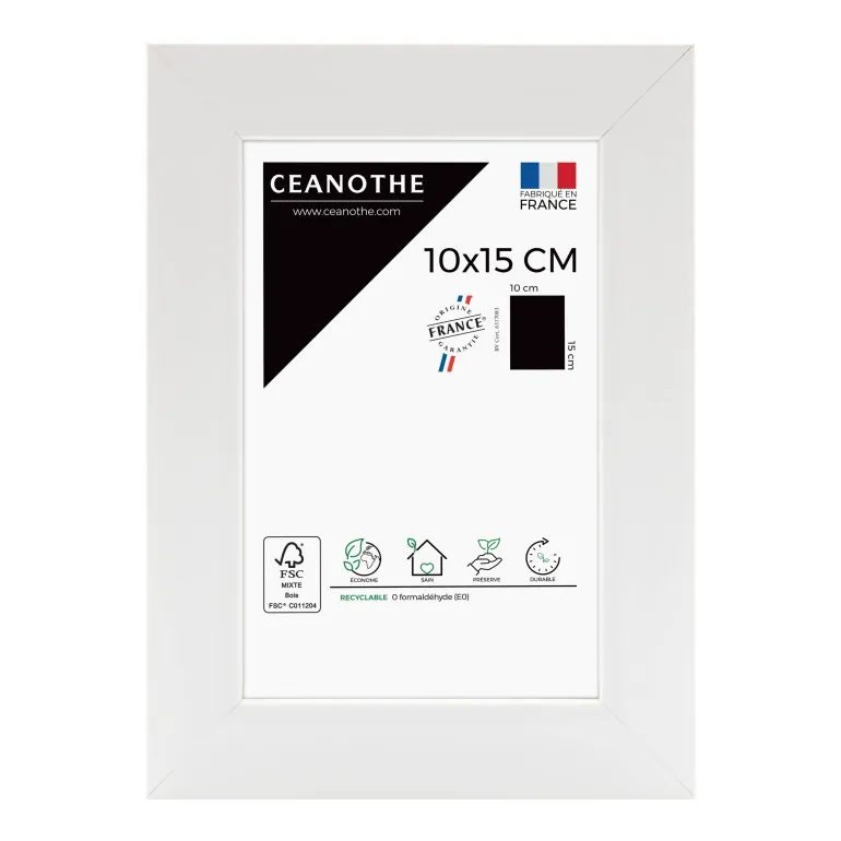 Cadre rectangulaire 10x15 cm Eternel blanc