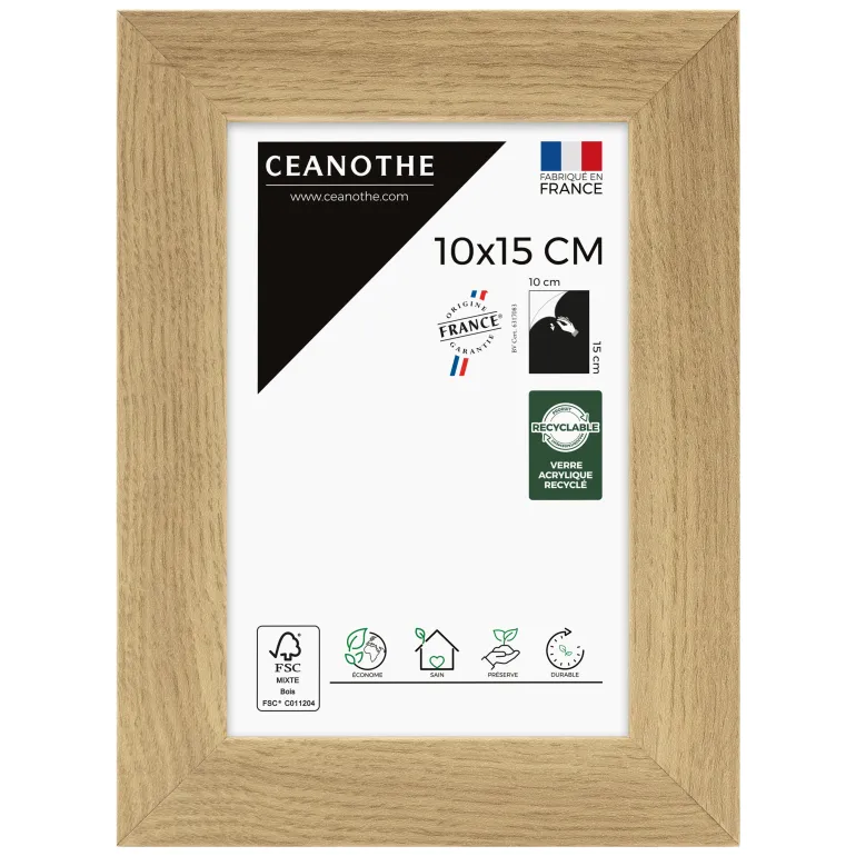 Cadre rectangulaire 10x15 cm Eternel bois naturel