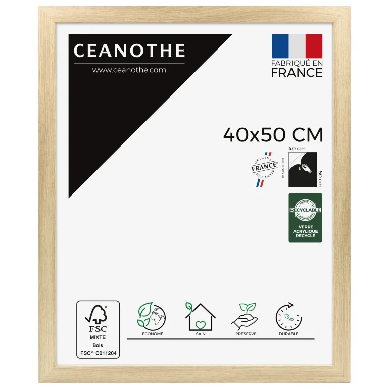 Cadre rectangulaire 40x50 cm Eternel bois naturel