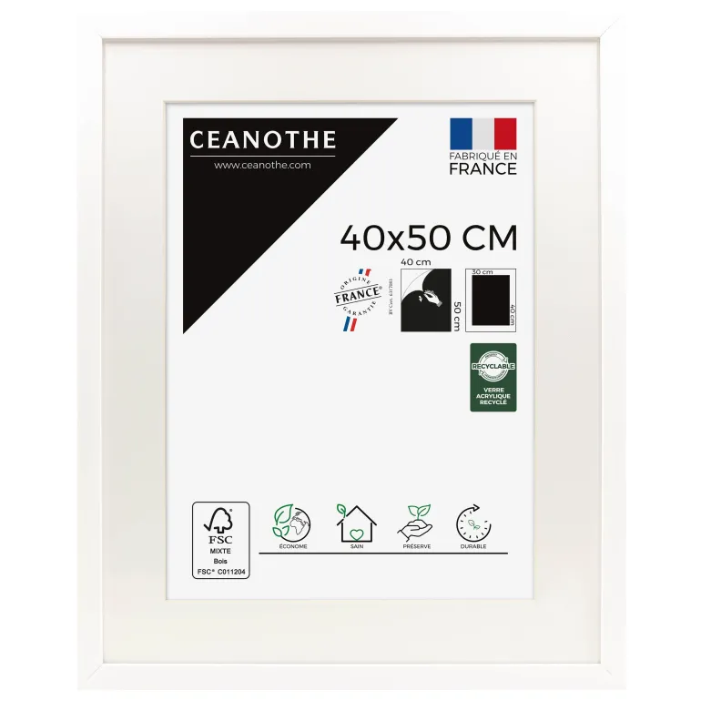 Cadre rectangulaire 40x50 cm Milan blanc