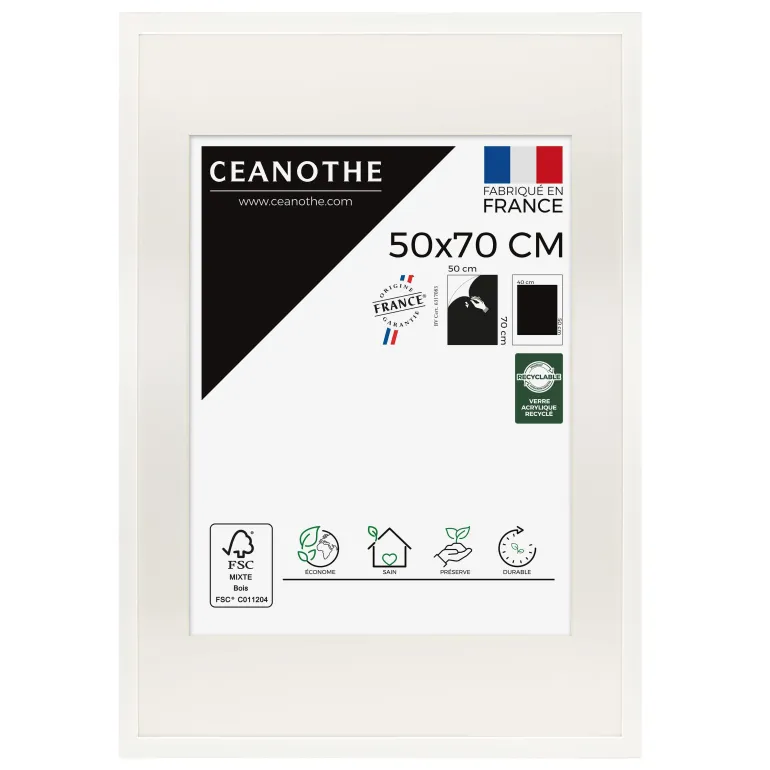 Cadre rectangulaire 50x70 cm Milan blanc