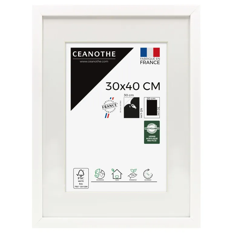 Cadre rectangulaire 30x40 cm Milan blanc