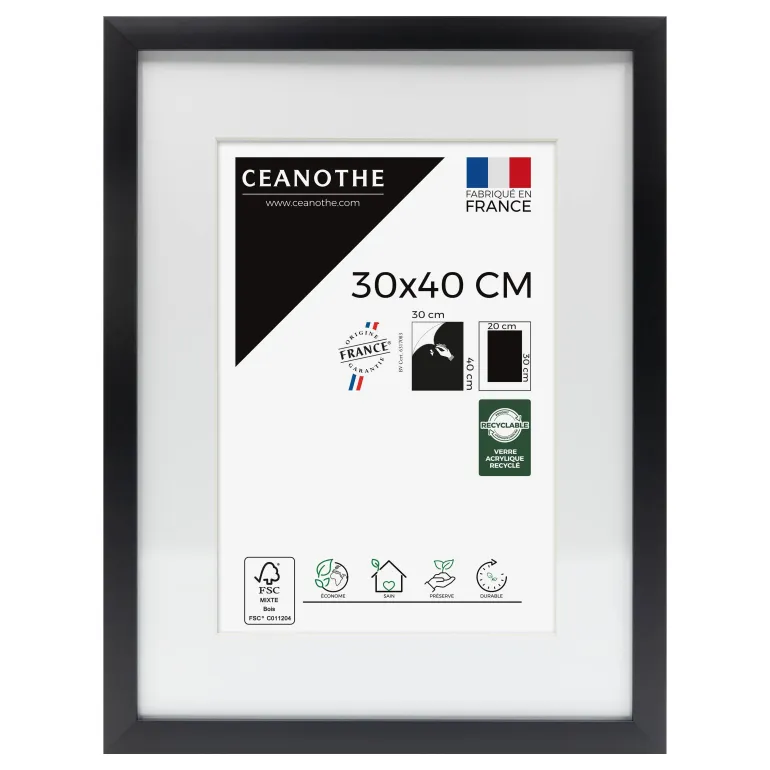 Cadre rectangulaire 30x40 cm Milan noir