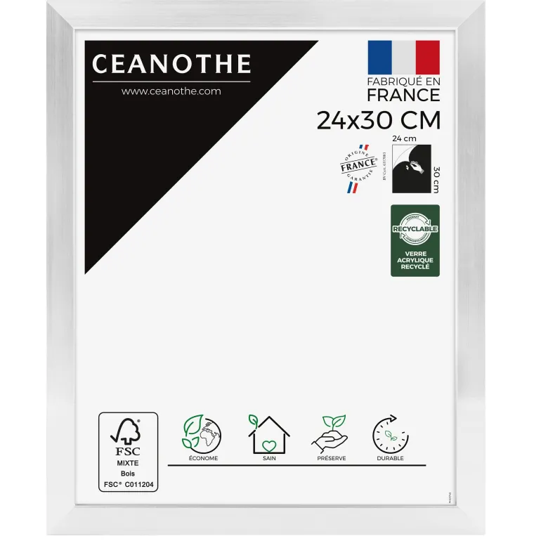 Cadre rectangulaire 24x30 cm Precious couleur acier