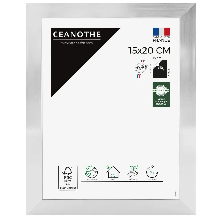 Cadre rectangulaire 15x20 cm Precious couleur acier