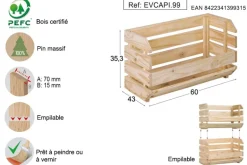Caisse EVOLUTION empilable 60x28,5x35,3cm pin massif
