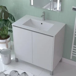 Caisson Atos 80 cm blanc 2 portes sur pied AURLANE