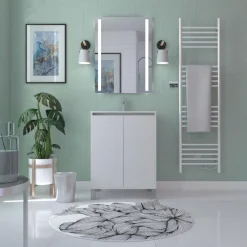 Caisson Atos 60 cm blanc 2 portes sur pied AURLANE