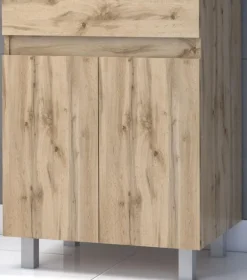 Caisson seul 60 avec 2 portes à poser décor chêne AURLANE