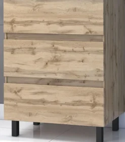Caisson seul 60 avec 3 tiroirs à poser décor chêne AURLANE