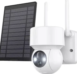 Caméra intérieure/extérieure motorisée avec panneau solaire