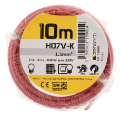 Câble souple H07V-K 1,5mm² rouge 10m