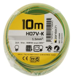 Câble souple H07VK 1x 1,5mm² vert/jaune 10m