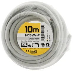 Câble souple H05VV-F 3G 1,5mm² gris 10m