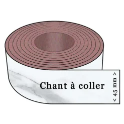 Chant à coller 1 x 45 mm marbre blanc mat