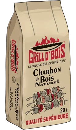 Charbon de bois 20L Qualité Supérieure GRILL O'BOIS