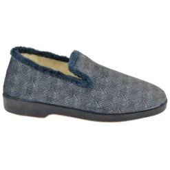 Charentaise Cizia en textile et laine bleu jean
