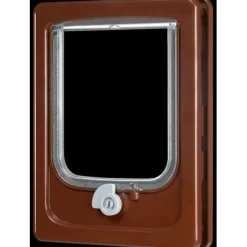 Chatière 4 positions verrouillables pour porte marron