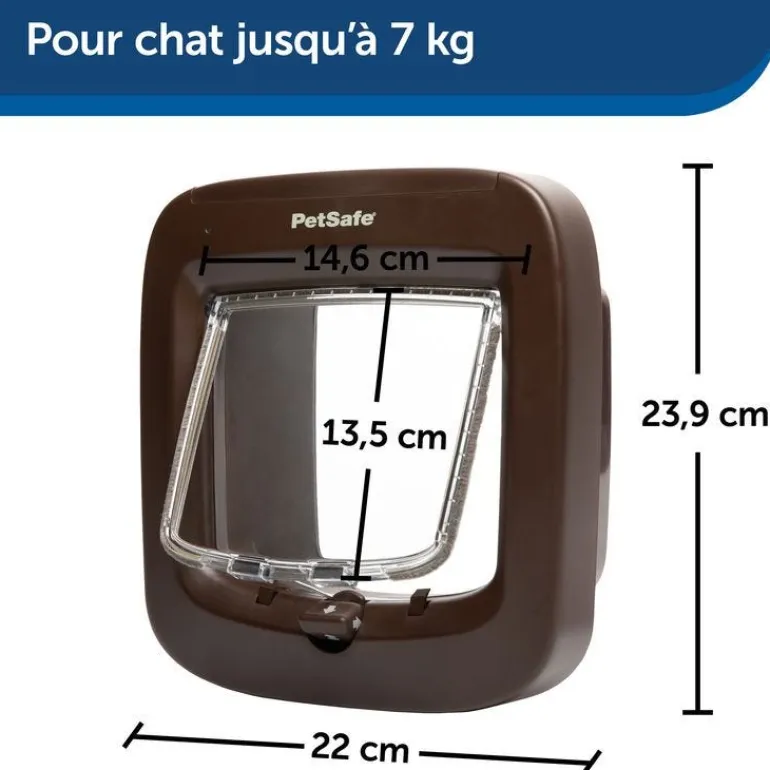Chatière porte à puce électronique brun 4 positions