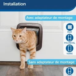Chatière porte à puce électronique brun 4 positions