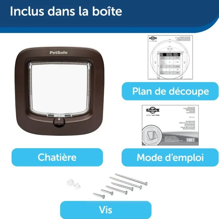 Chatière porte à puce électronique brun 4 positions