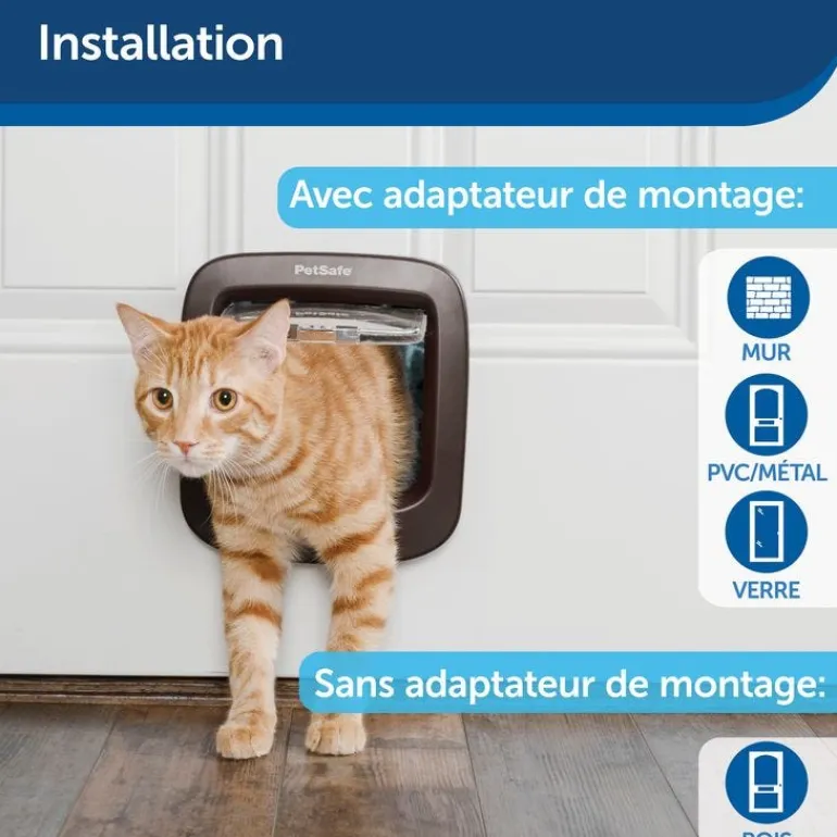 Chatière porte à puce électronique brun 4 positions