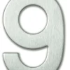 Chiffre adhésif N°9 en acier inoxydable H.9,5 cm